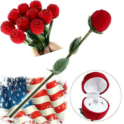 Red Velvet Ring Box for Proposal and Wedding Gifts