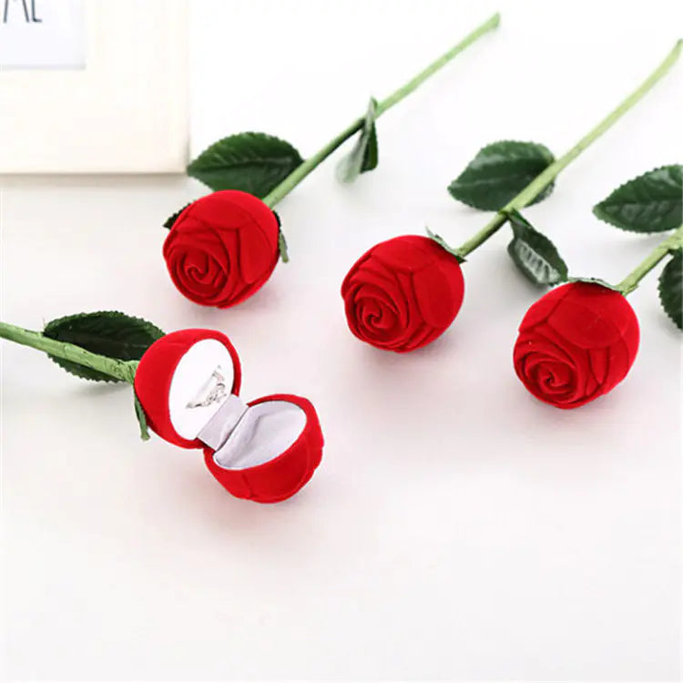 Red Velvet Ring Box for Proposal and Wedding Gifts