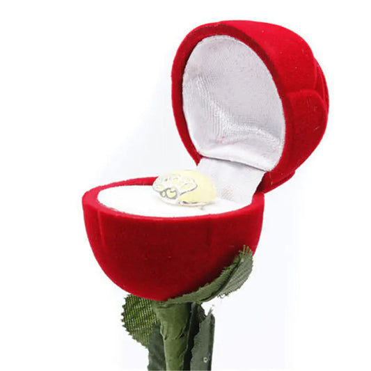 Red Velvet Ring Box for Proposal and Wedding Gifts